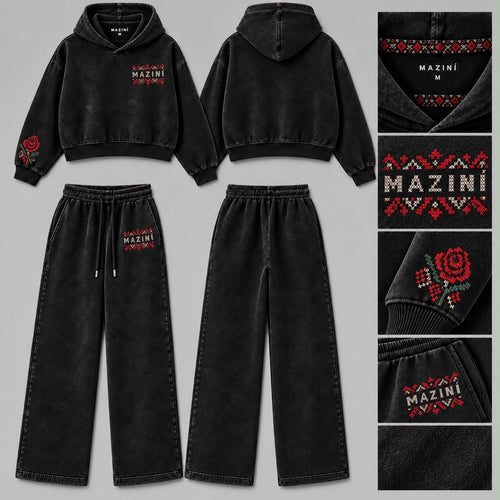 MAZINÍ Cross-Stitch Set in Washed Black
