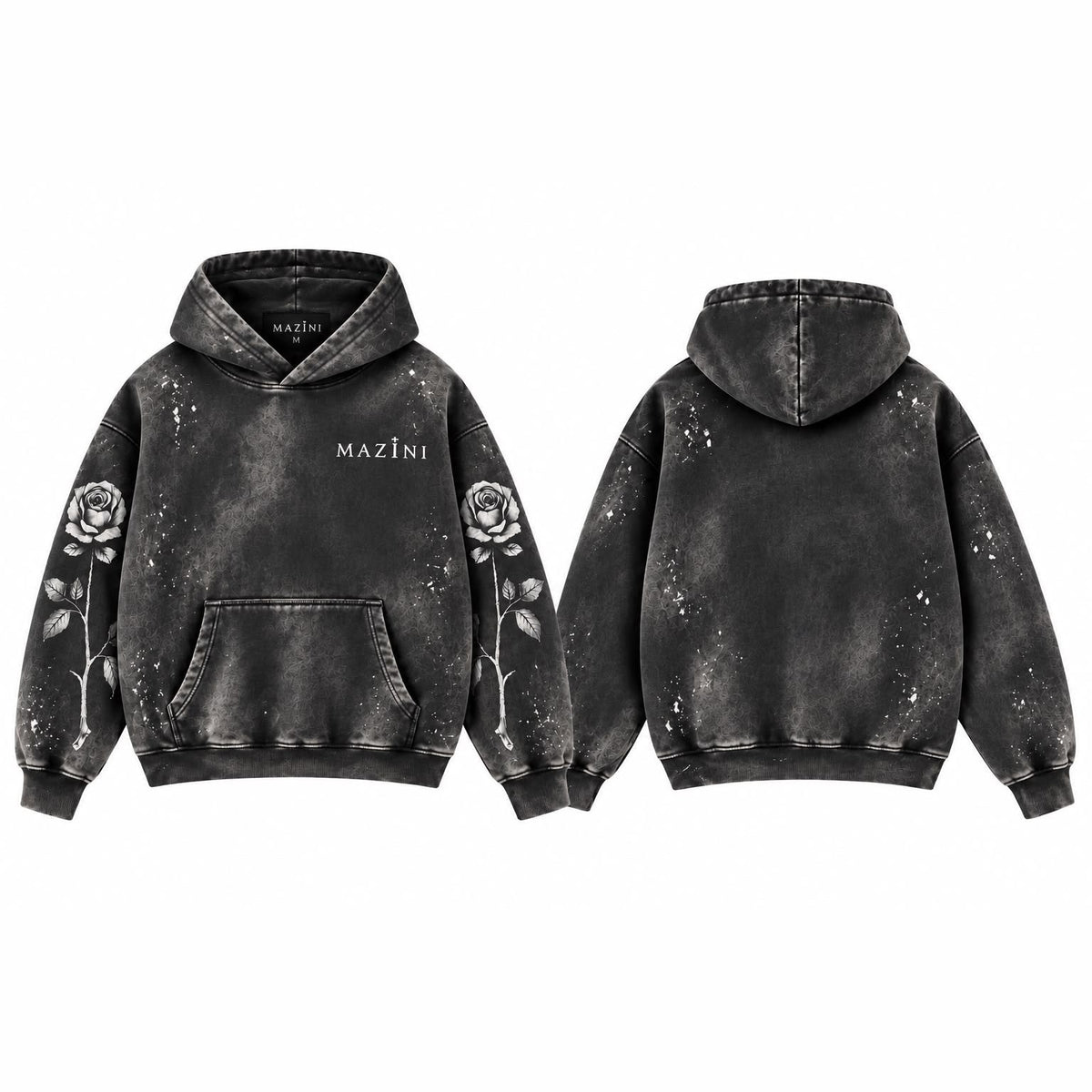 MAZINÍ Rose Drip Hoodie in Black