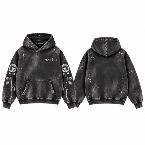 MAZINÍ Rose Drip Hoodie in Black