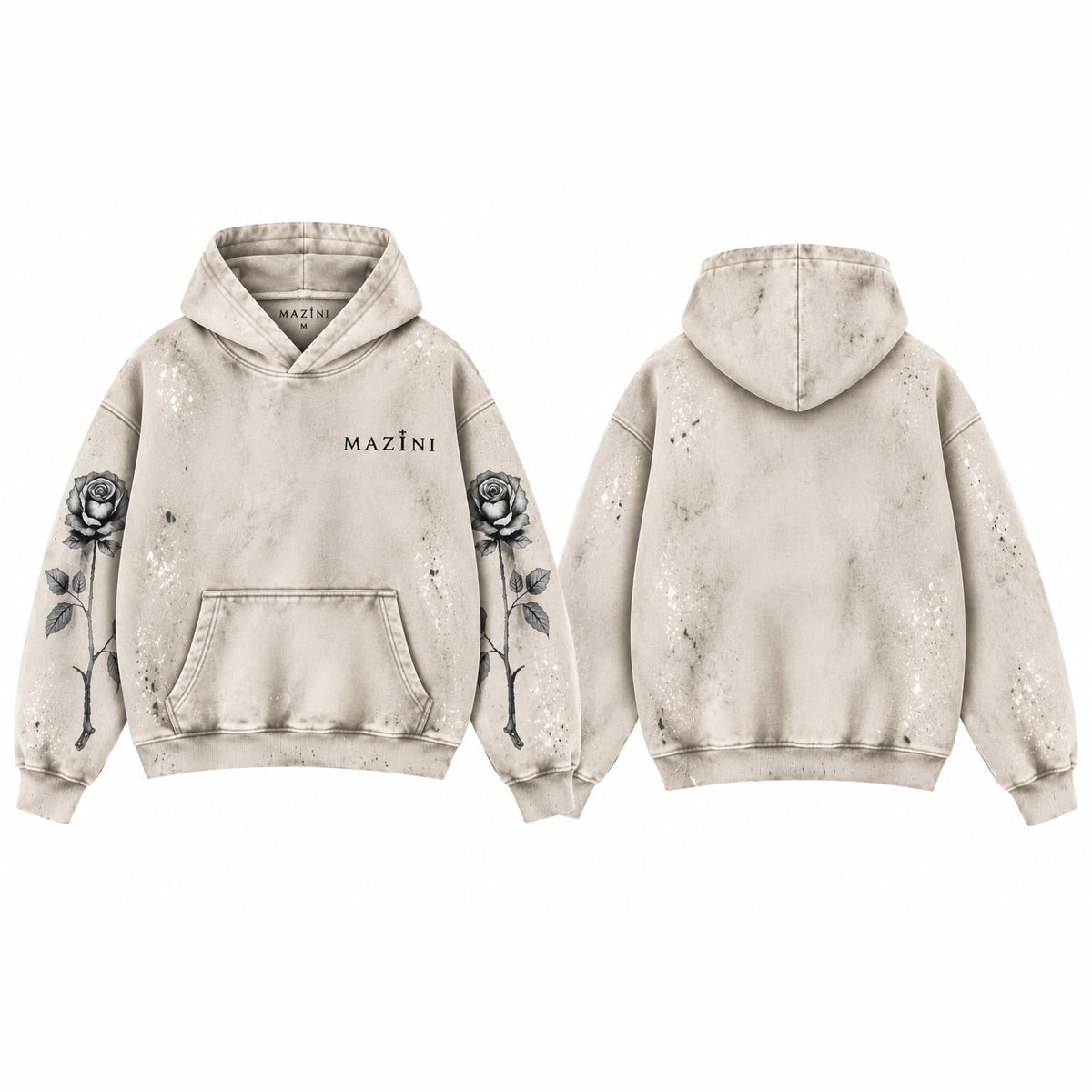 MAZINÍ Rose Drip Hoodie in Tan