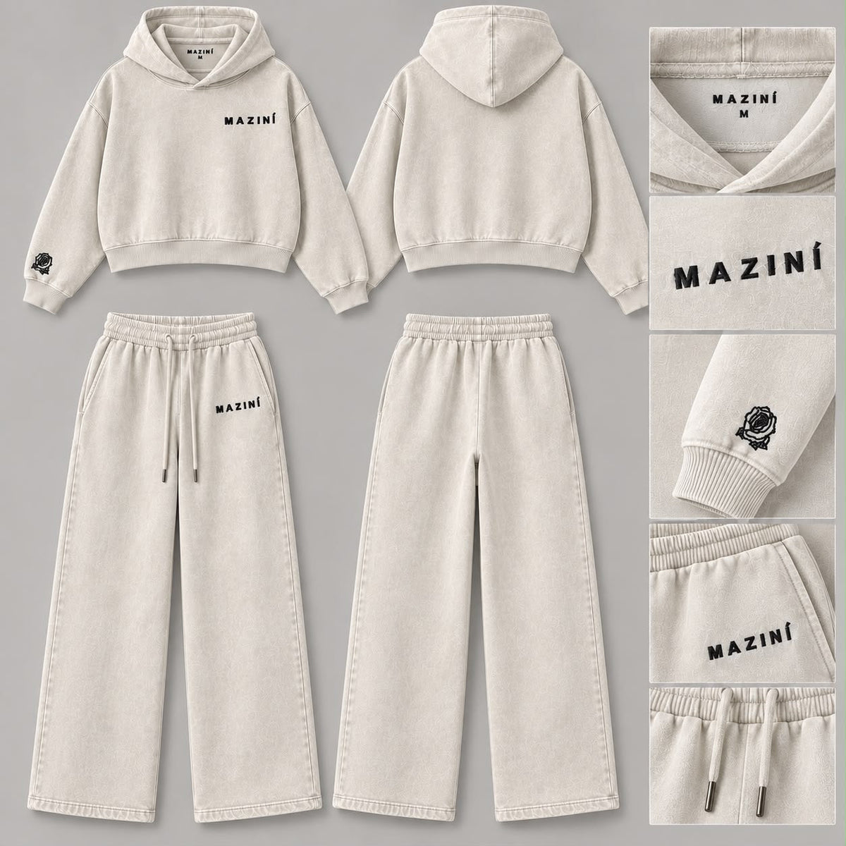 MAZINÍ Rose Wide-Leg Set in Ivory