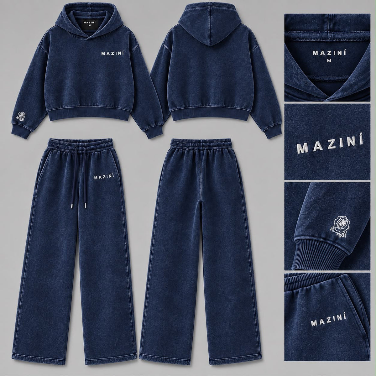 MAZINÍ Rose Wide-Leg Set in Midnight Navy
